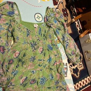 HEMANT & NANDITA Green Floral Mini Dress